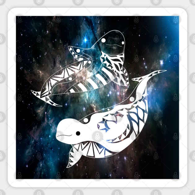 beluga whale pattern in space ecopop Sticker by jorge_lebeau